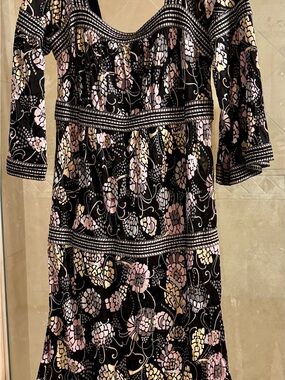 Missoni Black Floral Velvet Fit-and-Flare Dress